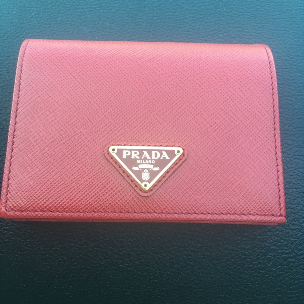 Red saffiano Prada wallet